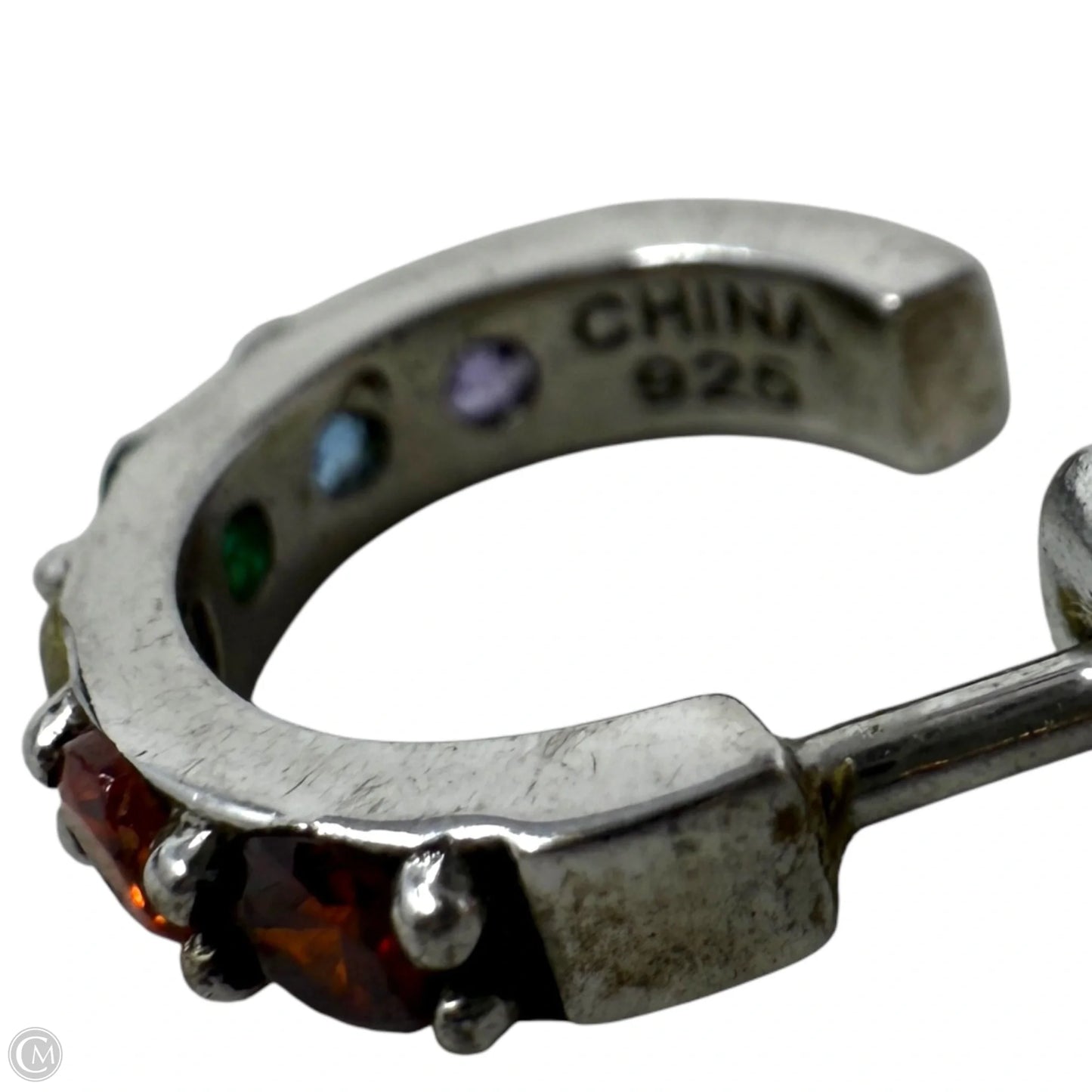 Sterling Silver Rainbow Crystal Hoop Earrings