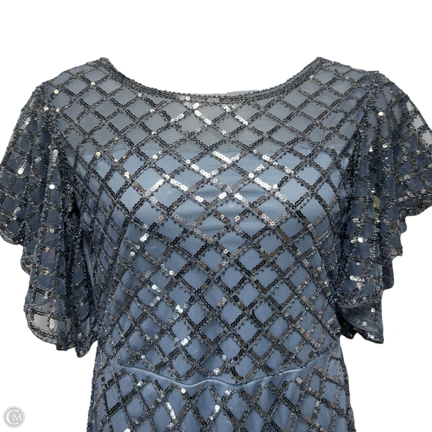Sequined Striped Mesh Mermaid Dress By Babeyond In Blue, Size: L