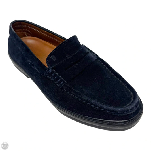 Vintage Suede Loafers Shoes Luxury Designer By Tods In Navy, Size: 7