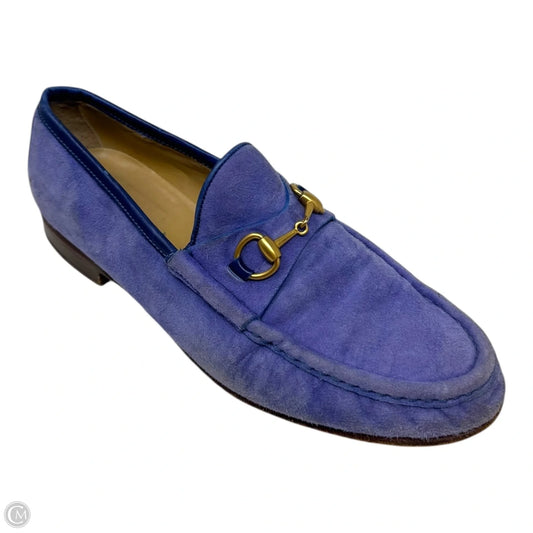 AS IS Vintage Suede Horsebit Loafers Shoes Luxury Designer By Gucci In Purple, Size: 8