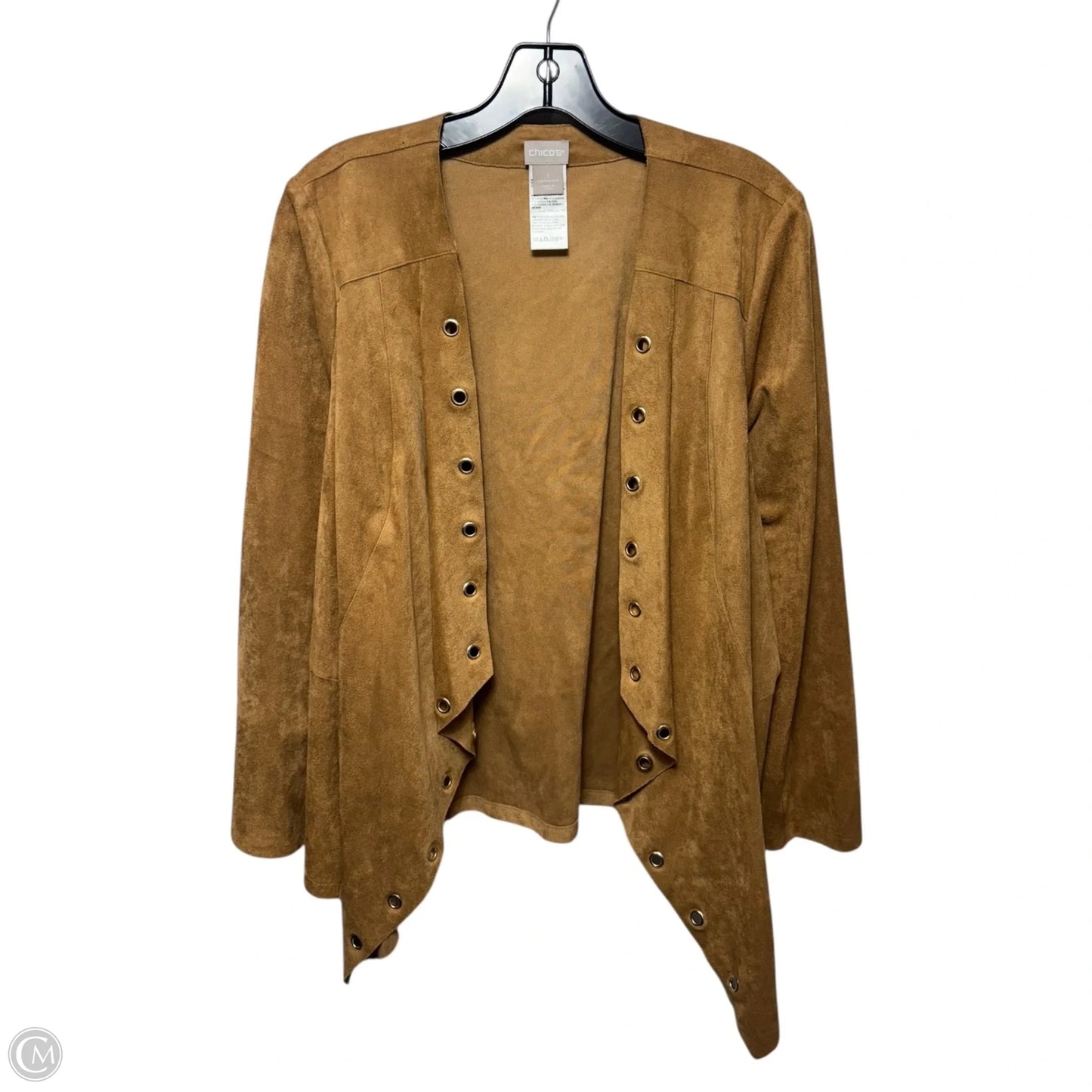 Faux Suede Grommet Jacket By Chicos In Tan, Size: 10