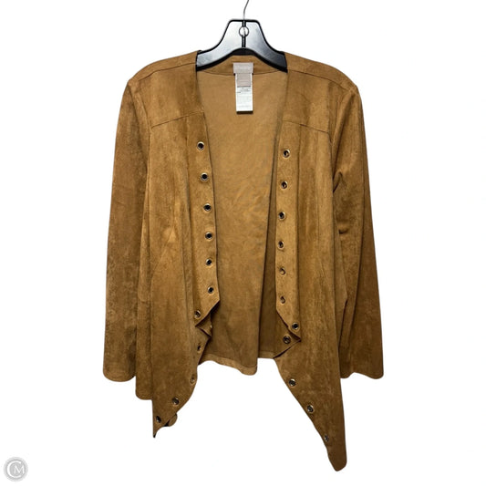 Faux Suede Grommet Jacket By Chicos In Tan, Size: 10