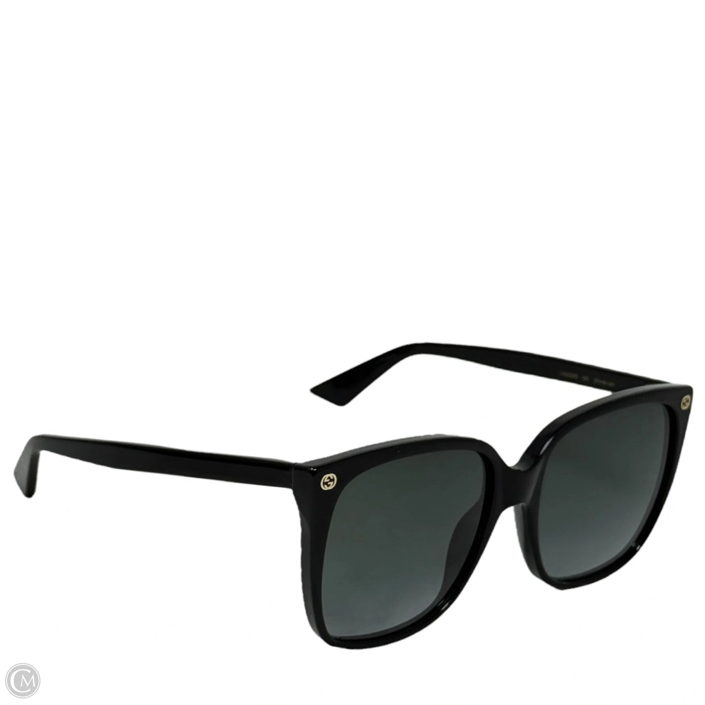 GG0022S Butterfly 57mm Sunglasses Luxury Designer By Gucci In Black Gold Logo/Grey Smoke Gradient