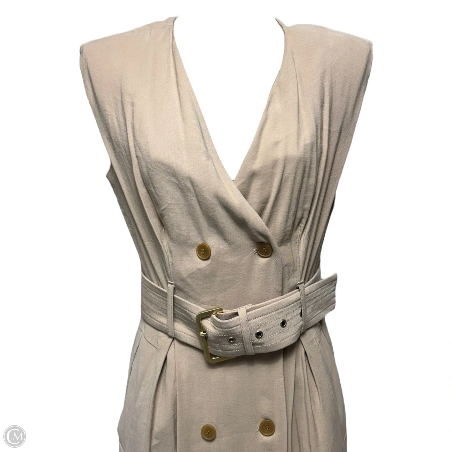 Belted Trench Dress Casual Maxi By Calvin Klein In Beige, Size: 2