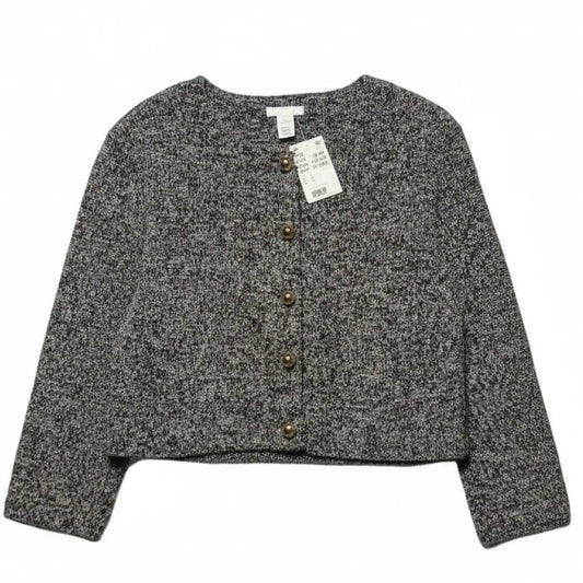 Sweater Cardigan By H&m In Black & White, Size: L