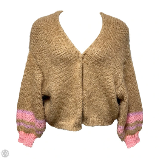Sweater Cardigan By Anthropologie In Pink & Tan, Size: Osfm