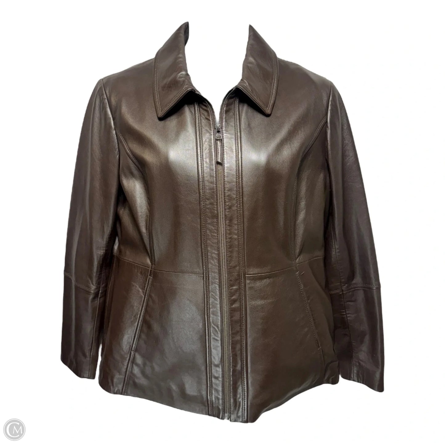 Jacket Leather By Investments In Brown, Size: Xl