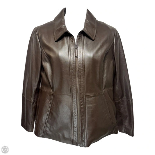 Jacket Leather By Investments In Brown, Size: Xl