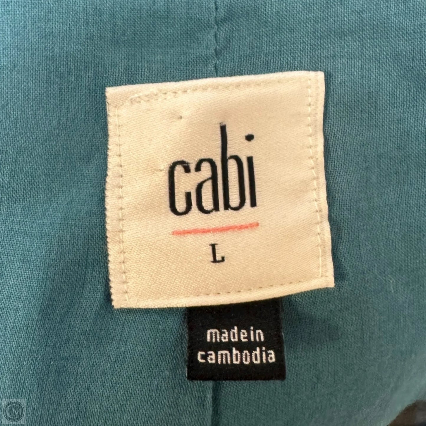 Trench Coat By Cabi In Plaid Pattern, Size: L