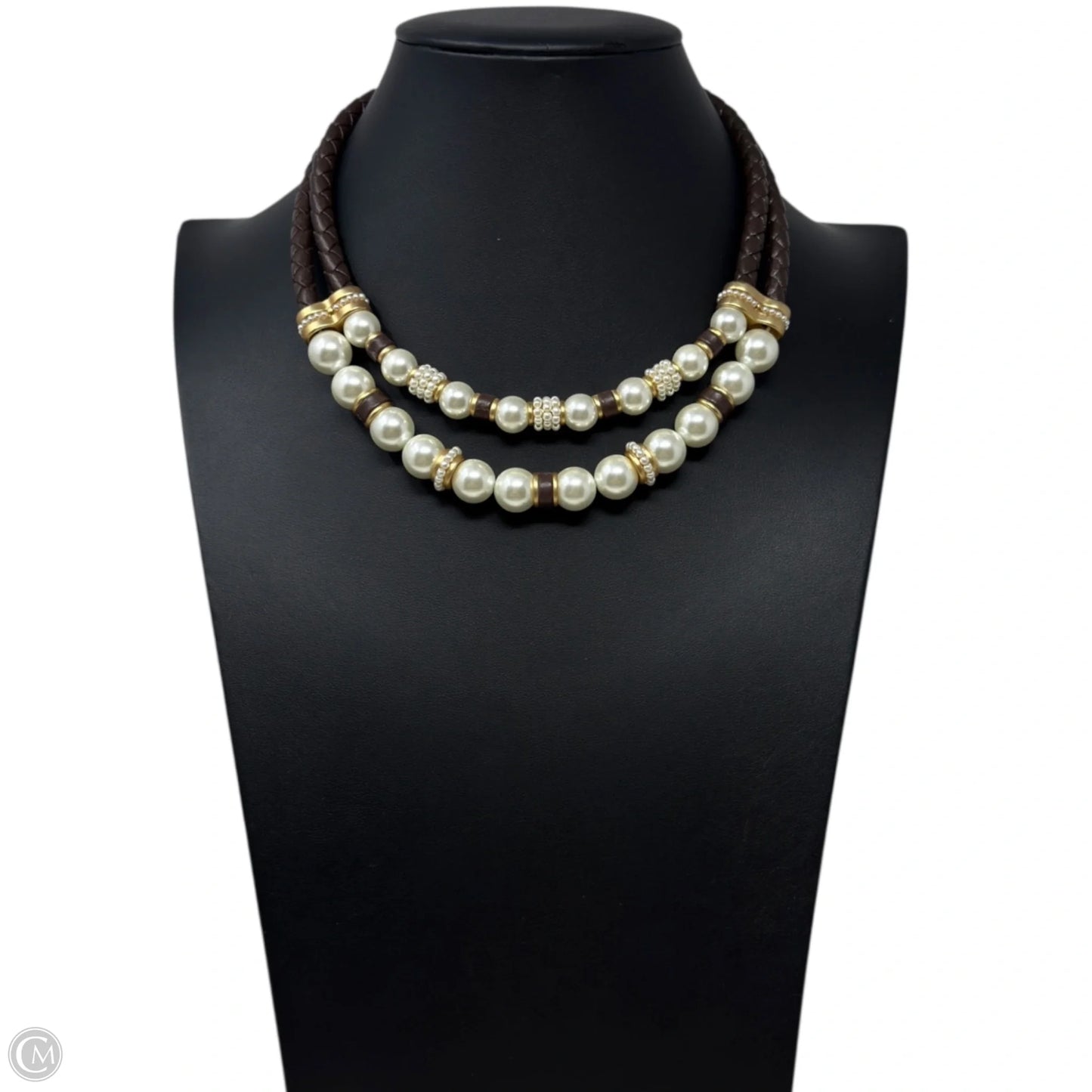 Braided Cord With Faux Pearl & Sparkle Beads Layered Necklace By Chicos