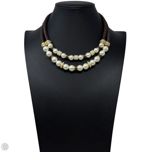 Braided Cord With Faux Pearl & Sparkle Beads Layered Necklace By Chicos