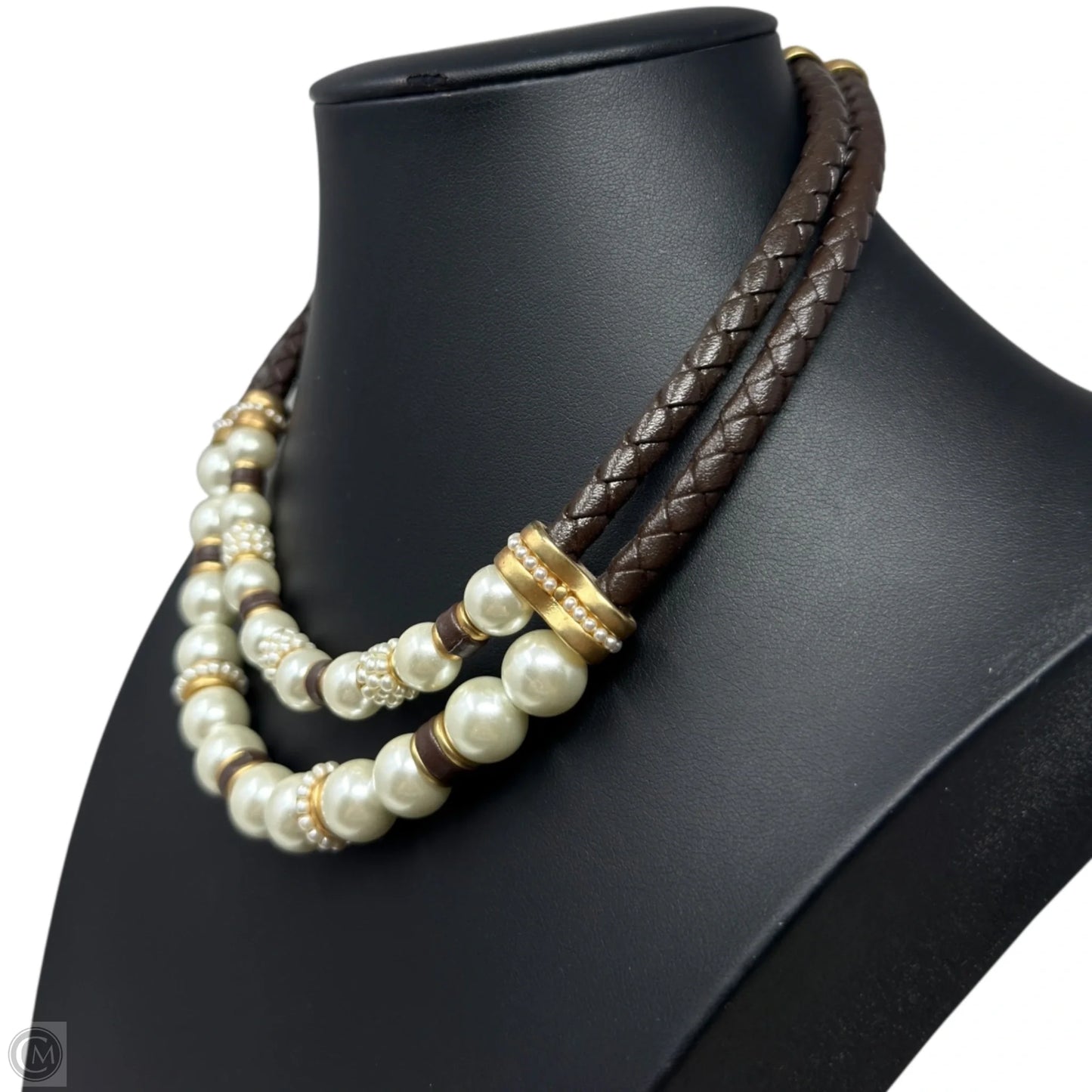 Braided Cord With Faux Pearl & Sparkle Beads Layered Necklace By Chicos