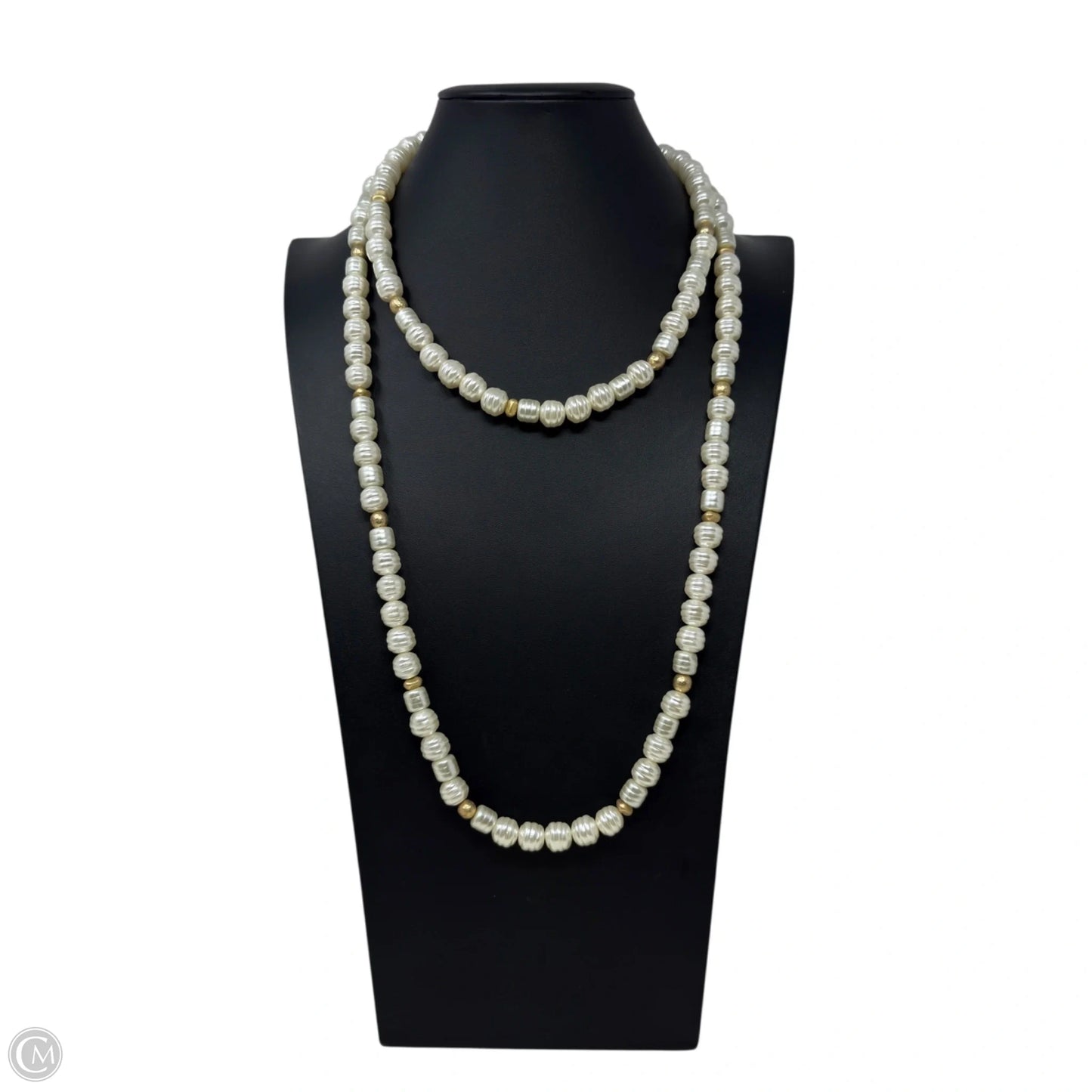 Faux Pearl & Gold Tone Beaded Long Necklace Other By Chicos