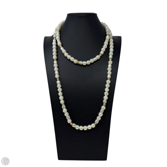 Faux Pearl & Gold Tone Beaded Long Necklace Other By Chicos