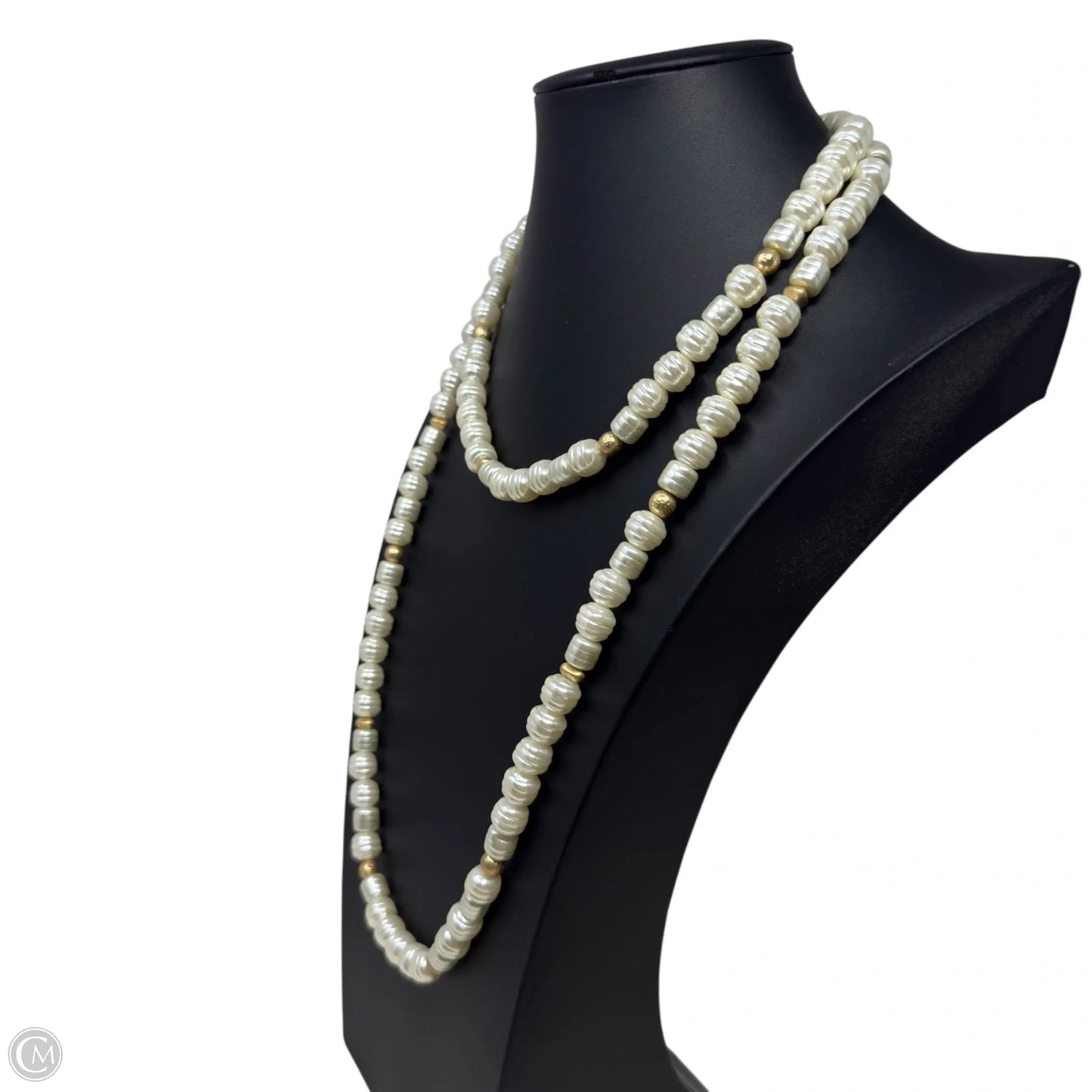 Faux Pearl & Gold Tone Beaded Long Necklace Other By Chicos