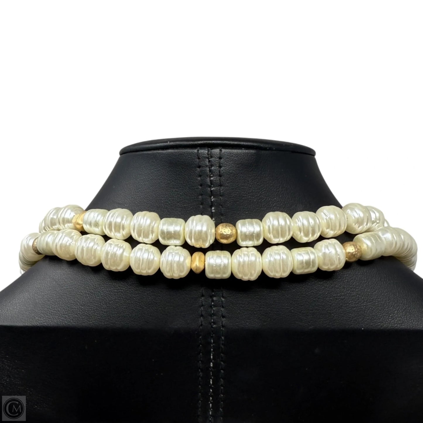 Faux Pearl & Gold Tone Beaded Long Necklace Other By Chicos