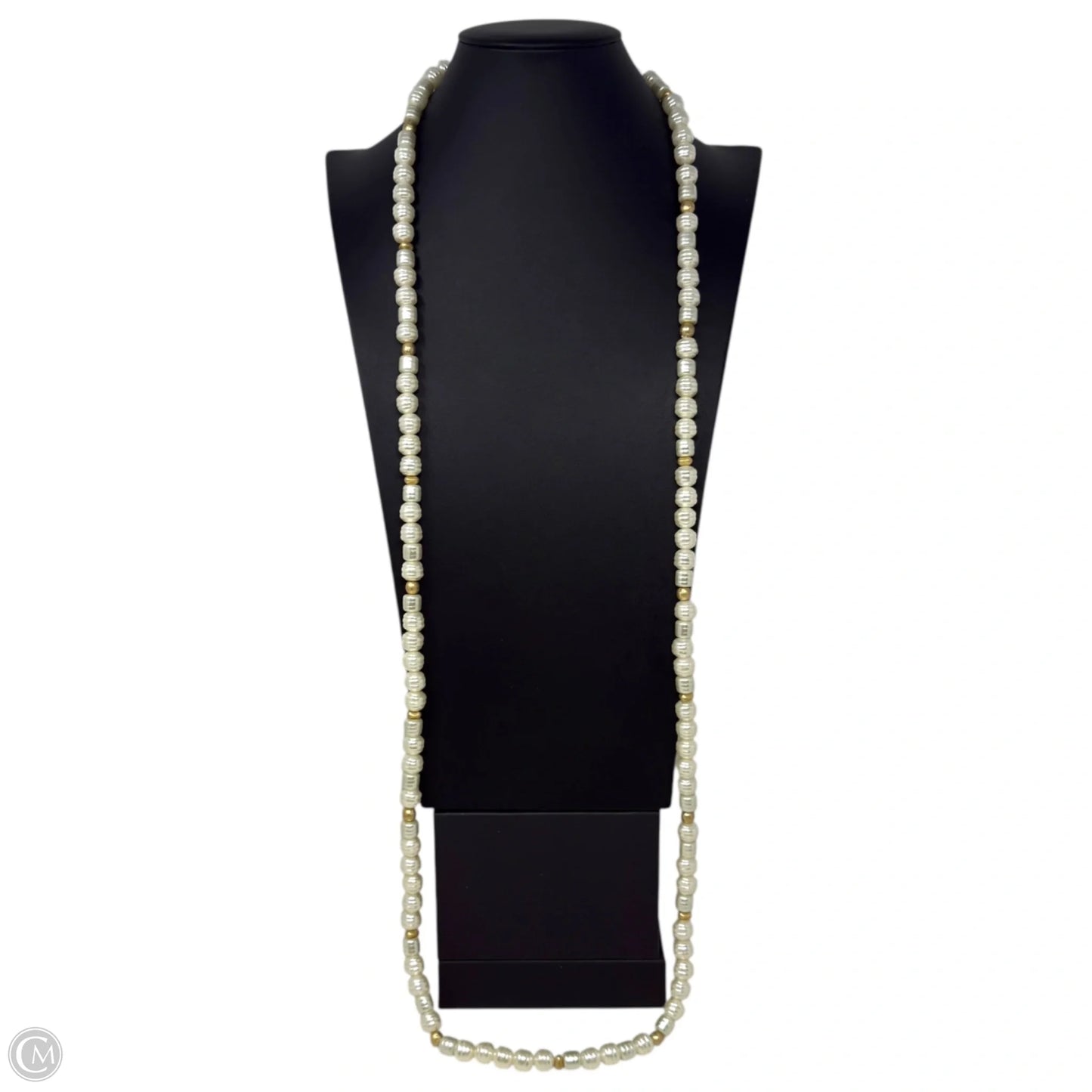 Faux Pearl & Gold Tone Beaded Long Necklace Other By Chicos