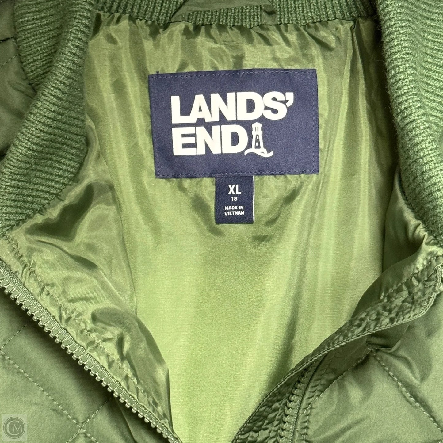 FeatherFree Insulated Bomber Coat By Lands End In Green, Size: Xl