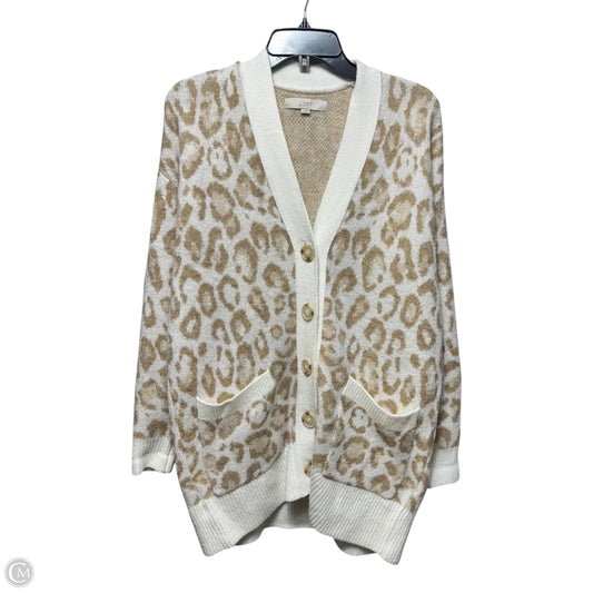 Sweater Cardigan By Loft In Animal Print, Size: M
