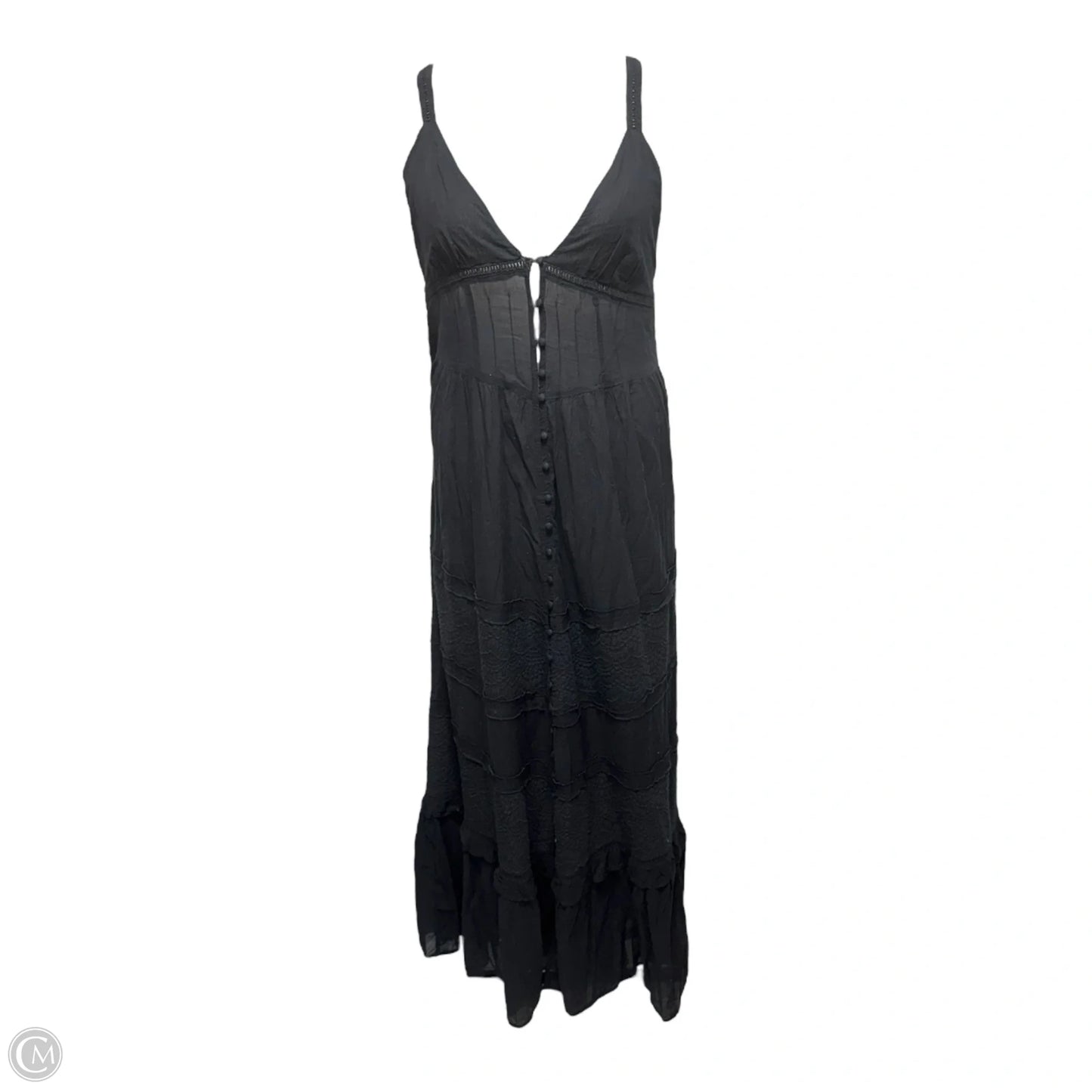 Isabella Button Down Maxi Slip Dress By Free People Intimately In Black, Size: L