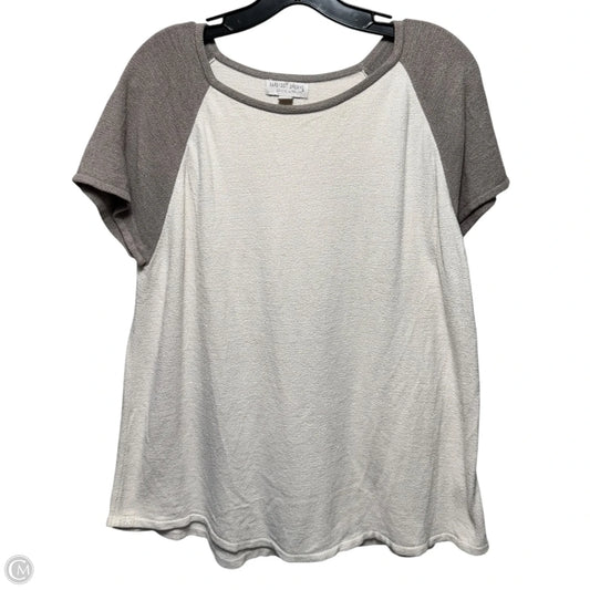 Top Short Sleeve By Barefoot Dreams In Cream & Tan, Size: Xl