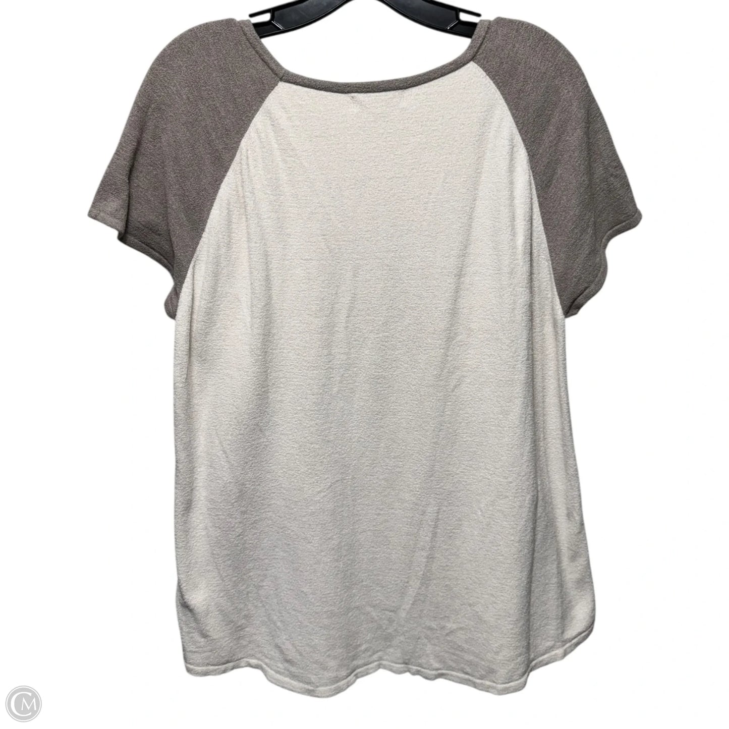 Top Short Sleeve By Barefoot Dreams In Cream & Tan, Size: Xl