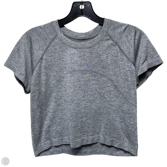Athletic Top Short Sleeve By Lululemon In Grey, Size: 12