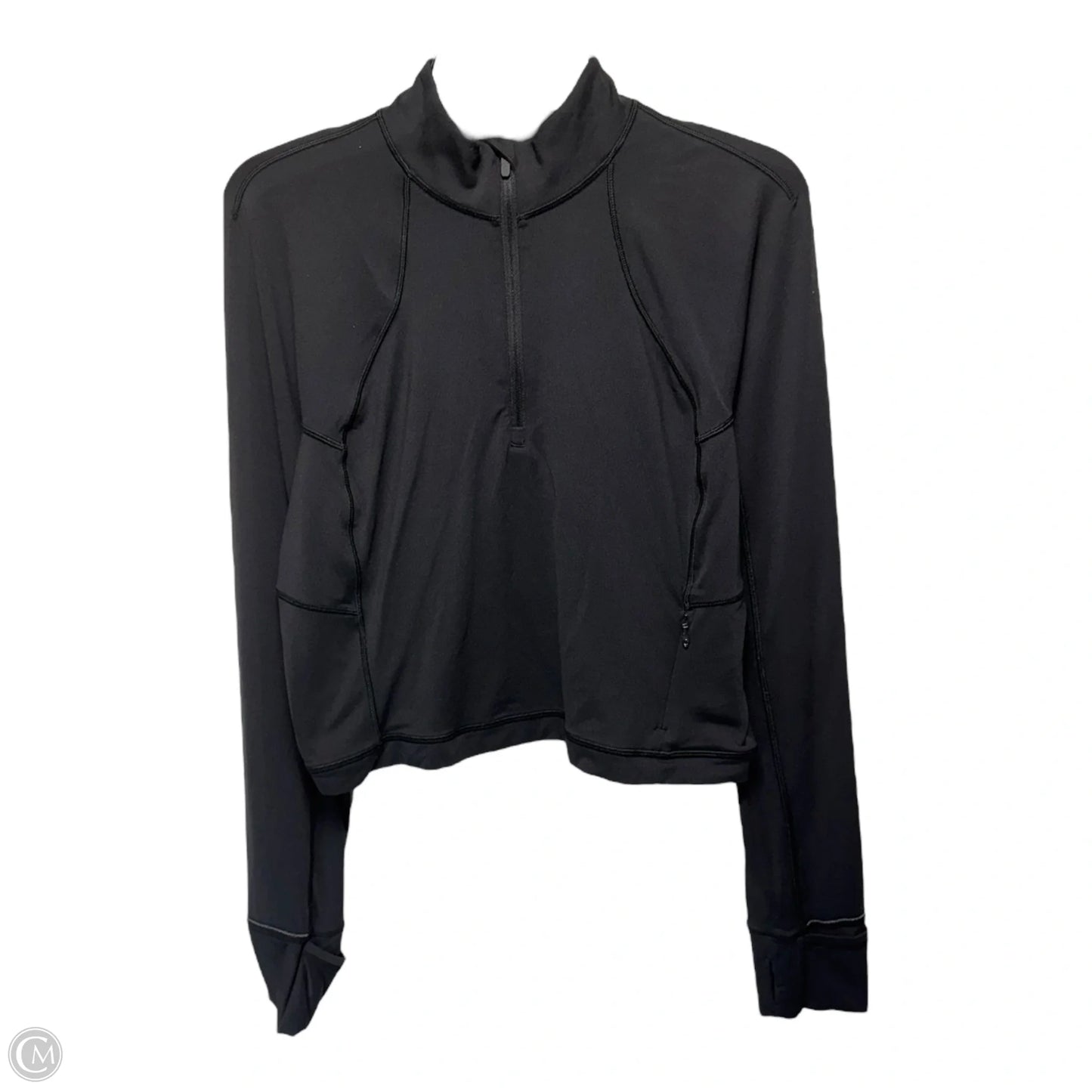 Athletic Top Long Sleeve Collar By Lululemon In Black, Size: 12