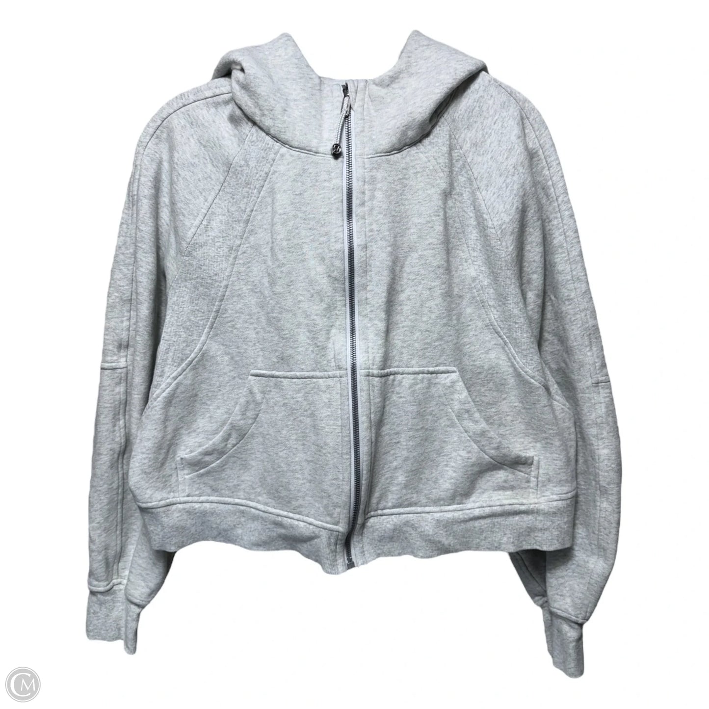 Athletic Sweatshirt Hoodie By Lululemon In Grey, Size: M