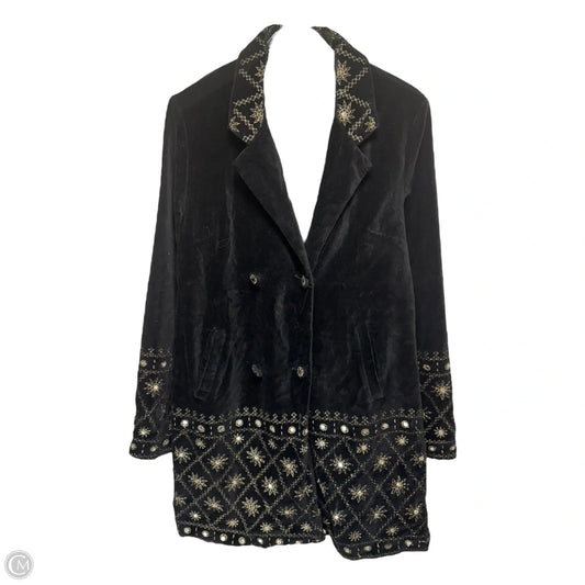 Embellished Magic Velvet Coat By Free People In Black & Gold, Size: M