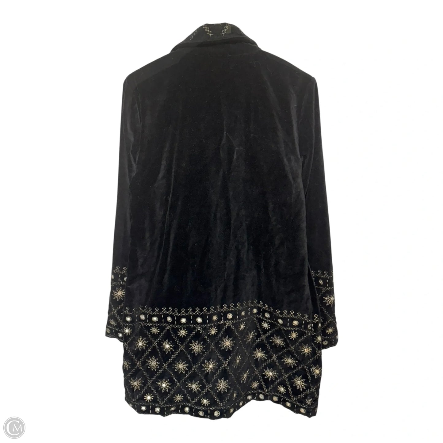 Embellished Magic Velvet Coat By Free People In Black & Gold, Size: M