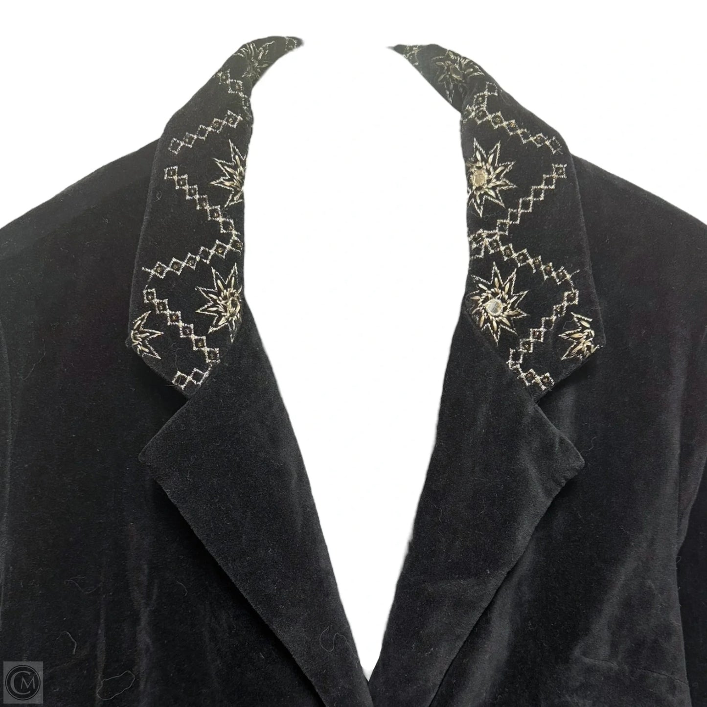 Embellished Magic Velvet Coat By Free People In Black & Gold, Size: M