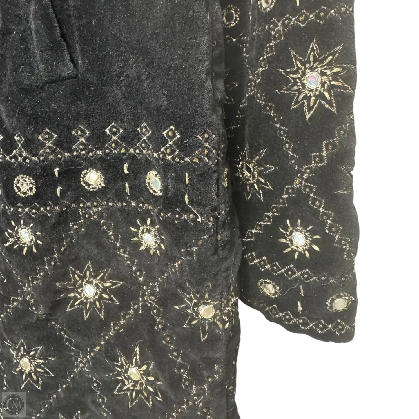 Embellished Magic Velvet Coat By Free People In Black & Gold, Size: M