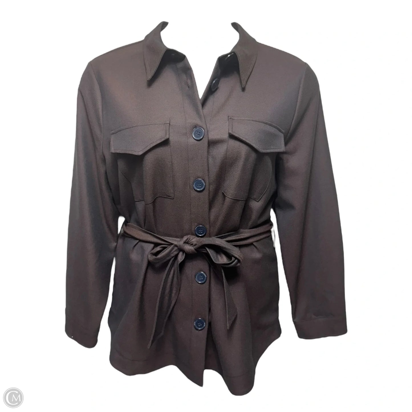 Belted Jacket Shirt By La Fée Maraboutée In Striped Pattern, Size: L