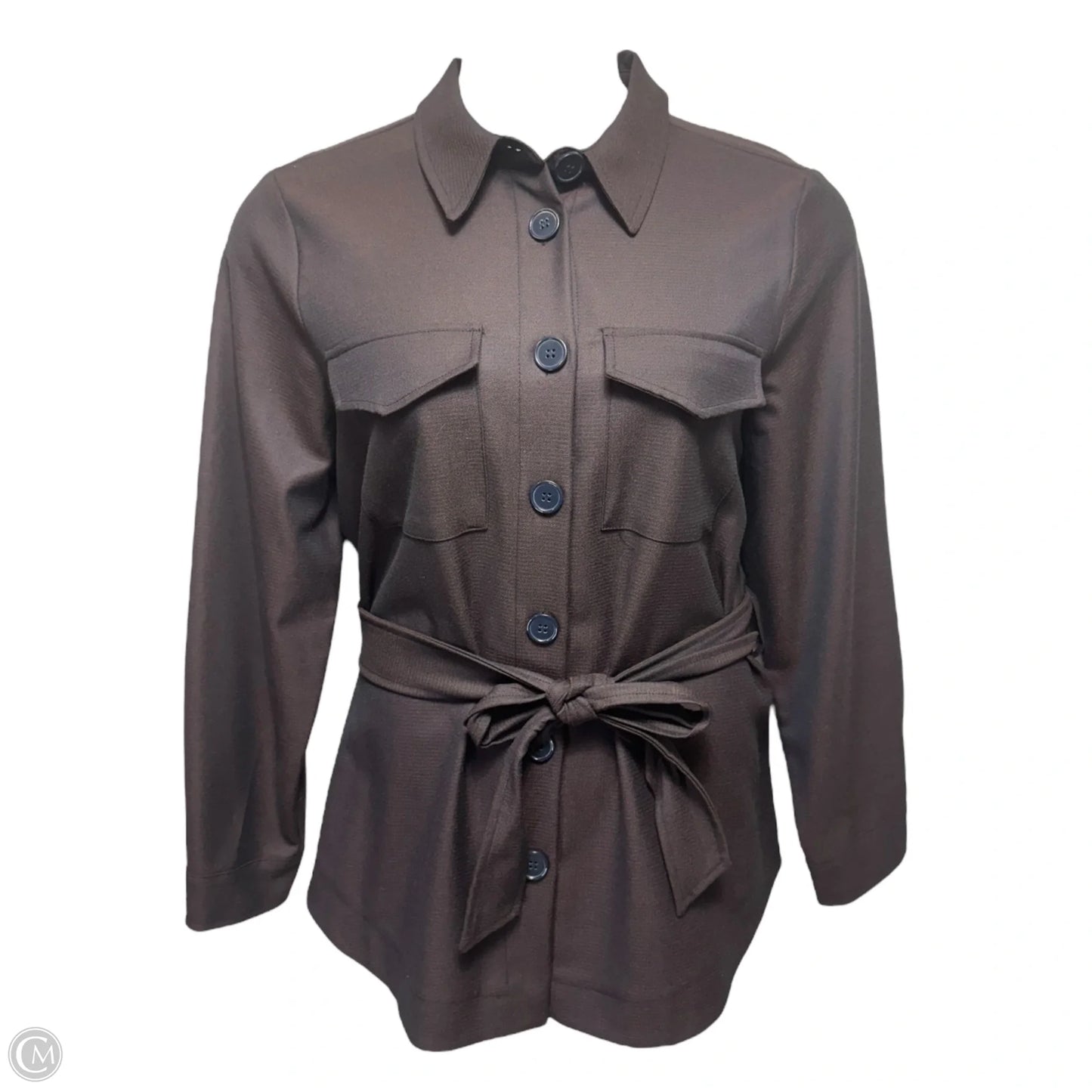 Belted Jacket Shirt By La Fée Maraboutée In Striped Pattern, Size: L