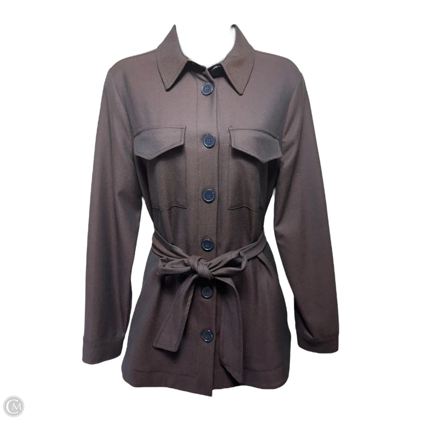 Belted Jacket Shirt By La Fée Maraboutée In Striped Pattern, Size: S