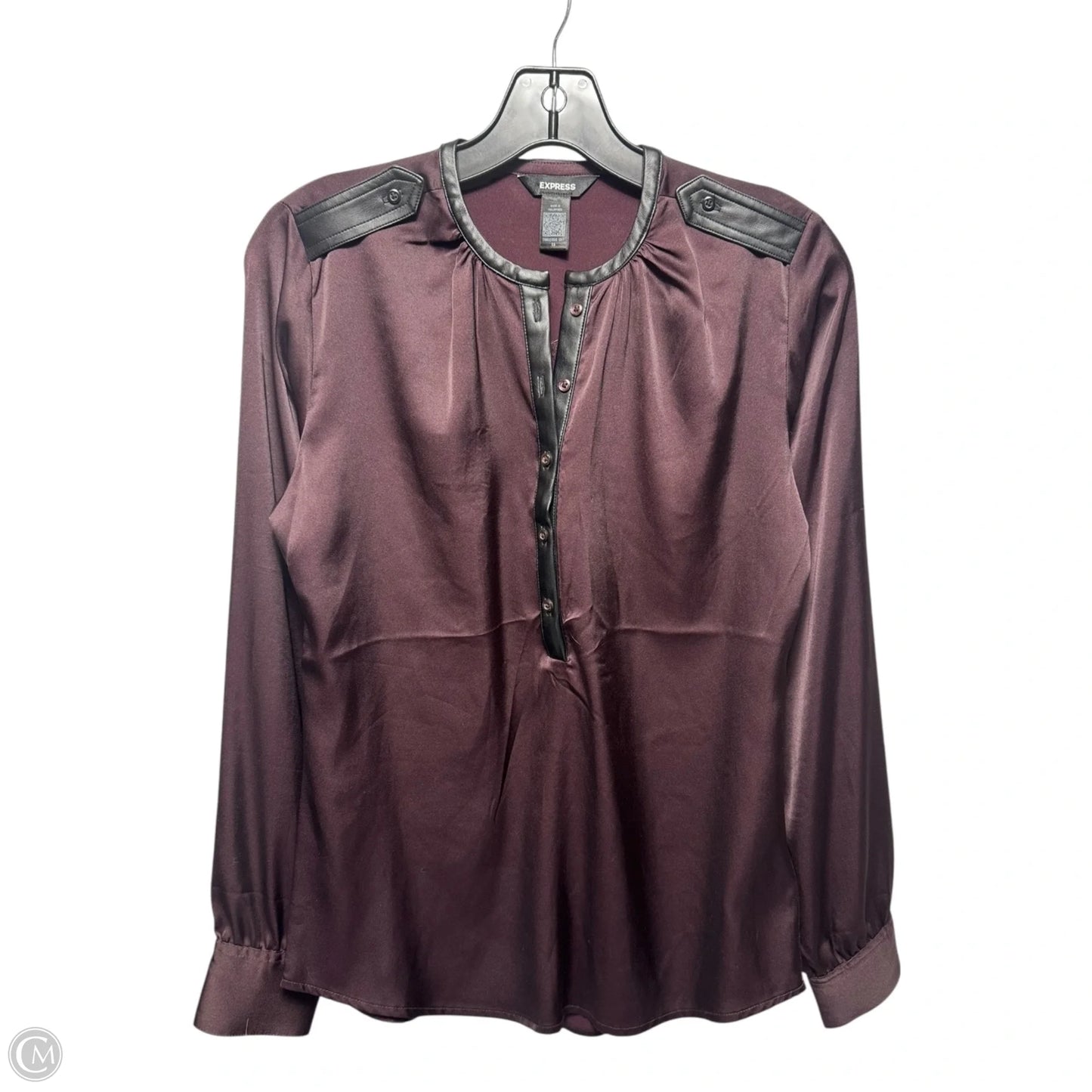 Top Long Sleeve By Express In Maroon, Size: Xs