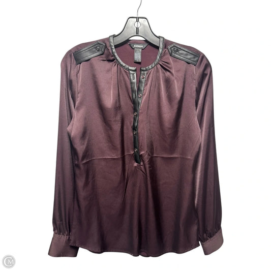Top Long Sleeve By Express In Maroon, Size: Xs