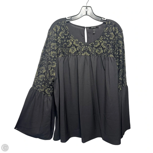 Top Long Sleeve By Lane Bryant In Black & Green, Size: 20