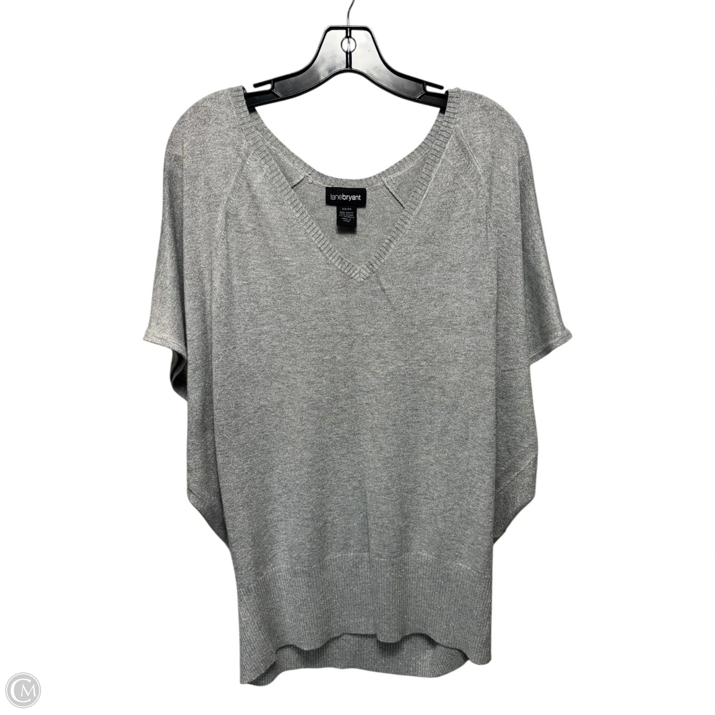 Metallic Sweater Short Sleeve By Lane Bryant In Silver, Size: 22