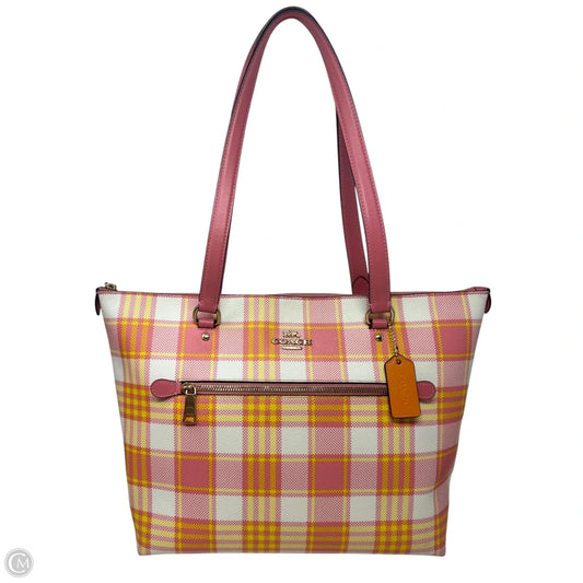 Gallery Plaid Tote Designer By Coach, Size: Large