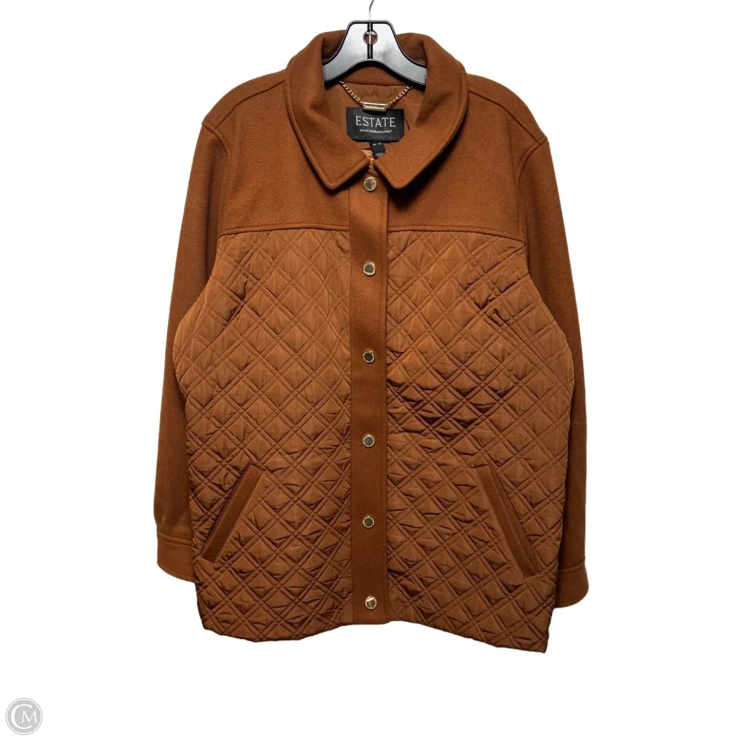 Estate Mixed Media Quilted Jacket w/ Lining By Isaac Mizrahi Live! QVC In Brown, Size: XL
