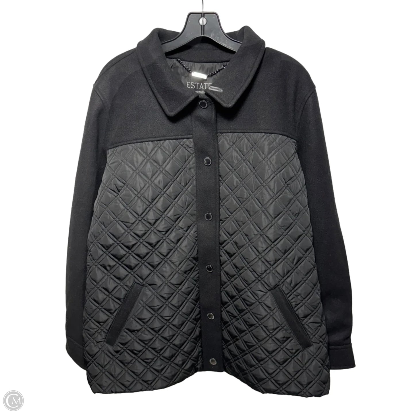 Estate Mixed Media Quilted Jacket By Isaac Mizrahi Live QVC In Black, Size: XL