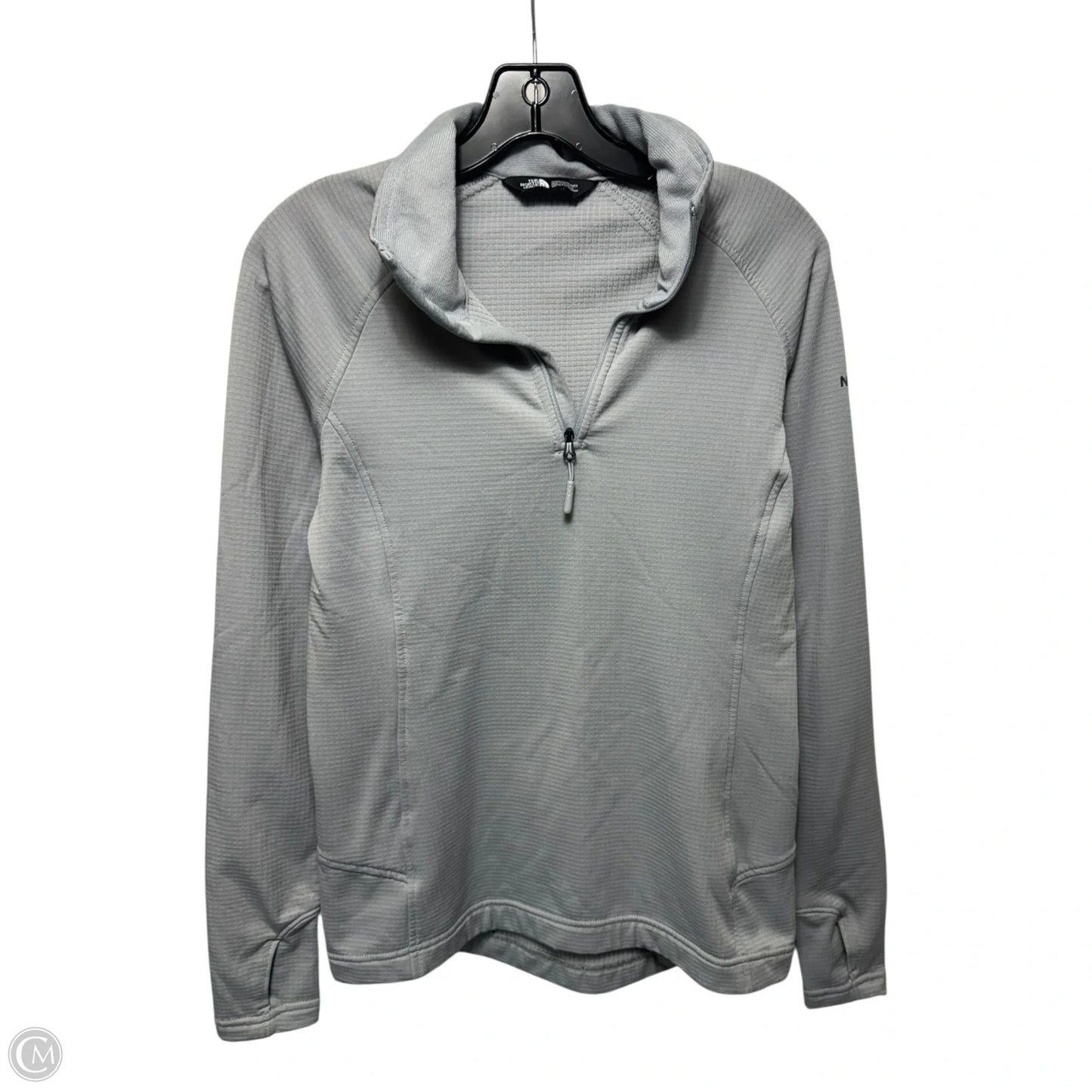 Athletic Top Long Sleeve Collar By The North Face In Grey, Size: S