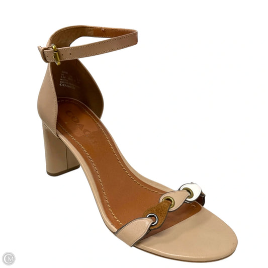 Heel Sandal With Coach Link Designer By Coach In Tan, Size: 8.5
