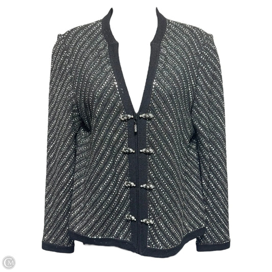 Jacket Luxury Designer By St John Collection In Black & Silver, Size: 6