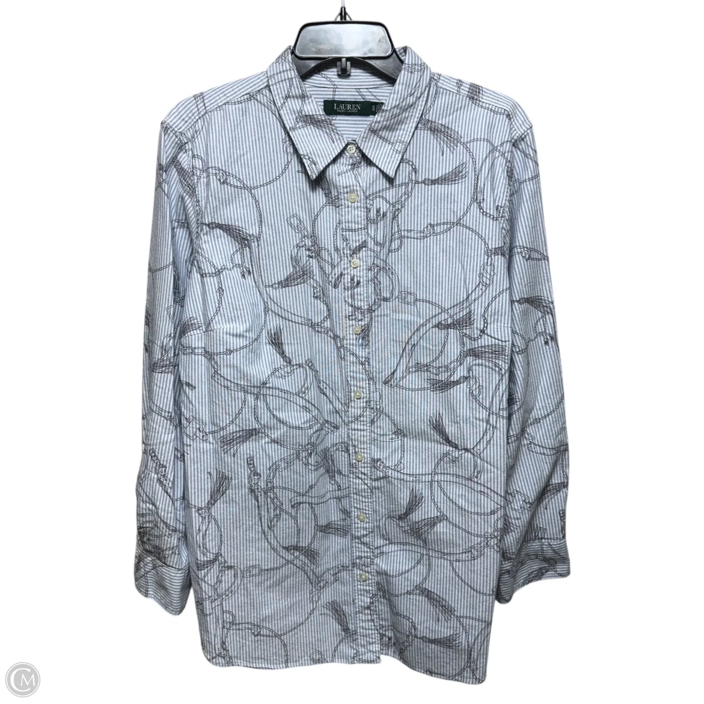 Top Long Sleeve By Lauren By Ralph Lauren In Striped Pattern, Size: 1x