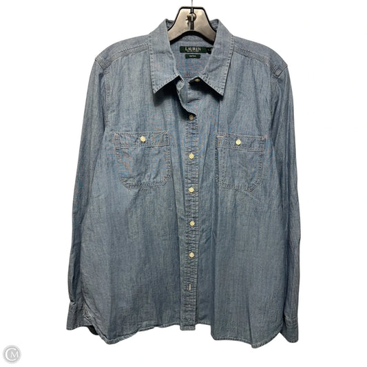 Top Long Sleeve By Lauren By Ralph Lauren In Blue Denim, Size: Xl