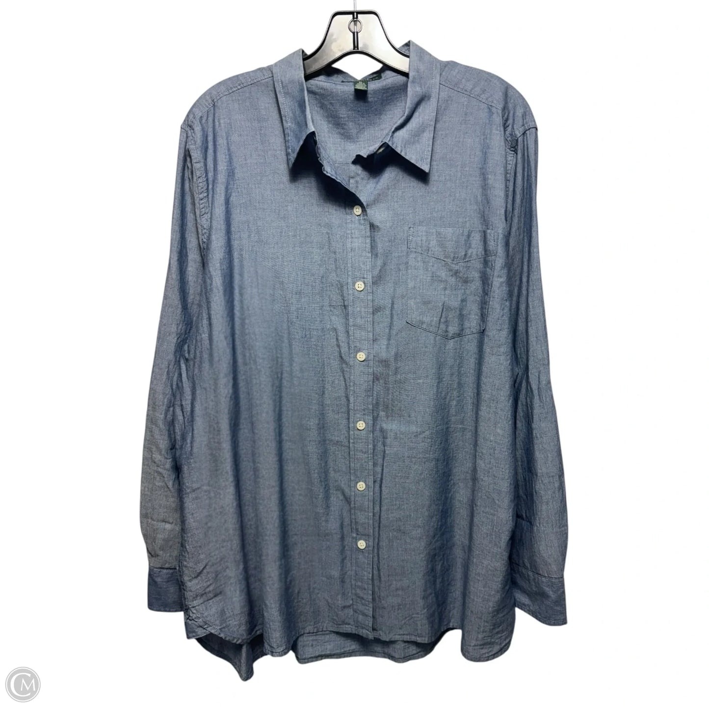 Top Long Sleeve By Lauren By Ralph Lauren In Blue Denim, Size: Xl