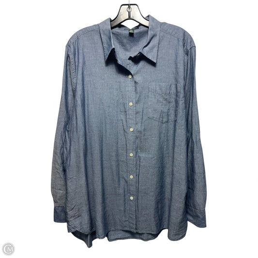 Top Long Sleeve By Lauren By Ralph Lauren In Blue Denim, Size: Xl